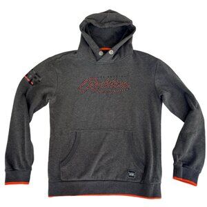 Young  Reckless Grey Hoodie Sweatshirt Orange Accents Men Small